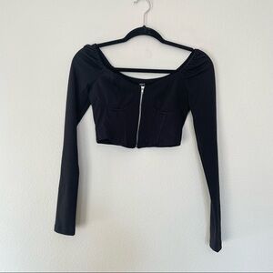 NWOT Shein black corset top long sleeve blouse cropped top sz.XS(2)